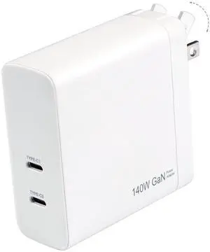 140W USB C Charger, DERLULU GaN Fast Charger, 2-Port USB-C Compact Foldable Charger for Laptops, MacBook Air/Pro, iPad, iPhone 17/16/15 Pro, Galaxy S24/S23, AirPods, and More