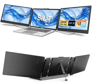 SIUT Laptop Screen Extender Monitor - Triple 14 inch IPS FHD 1080P Extended Monitors for 13"-17" Laptops Type-C/HDMI/USB-A Compatible with Windows Mac Travel Work