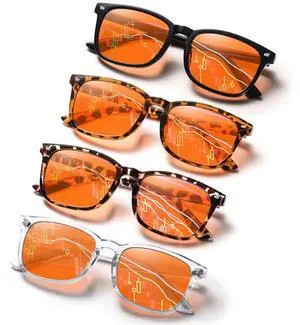 DioKiw 4pcs 99% Blue Light Blocking Glasses Women and Men Lightweight Eyeglasses Frame Gaming Glasses Reduce Eyestrain