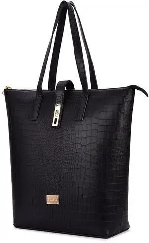 RASHKI RENN- Laptop & Travel Tote Bag for Women 15.6" Inch Vegan Leather Laptop Bag Work Tote Bag Professional Bag (Without Smart Tracker, Black)