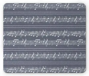 Lunarable Grey Mouse Pad, Classical Music Clay with Notes in Rhythm Jazz Song Melody Treble Clef Image Print, Rectangle Non-Slip Rubber Mousepad, Standard Size, Soft Grey