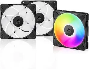 ARCTIC P14 Pro A-RGB - 3 Pack - Powerful Premium Fan, 140 mm PWM Fan with Y-Cable Splitte, 400-2500 RPM, 0 RPM <5% PWM, 5V Digital RGB, Fluid Dynamic Bearing, 4-Pin - Black