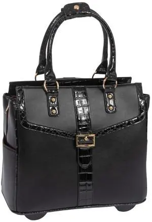 JKM & Company Rolling Laptop Bag for Women | Designer Wheeled Briefcase | Fits 13-17" Laptops | Office Travel Computer Case (Downtown Diva)