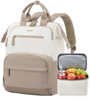 LOVEVOOK Lunch Backpack for Women, 17 Inch Laptop Bag with Insulated Cooler Lunch Box, Work Backpack for Teacher Nurse, Travel Backpack Lunch Bag for Camping Picnic Daily Use