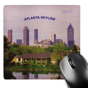 3dRose LLC 8 X 8 X 0.25 Inches Atlanta Skyline in Purple Sky Canvas Mouse Pad (mp_26320_1)