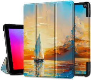Case for New Amazon Fire HD 10 Tablet 2023 Release, PU Leather Fold Stand Designed Smart Cover with Auto Wake/Sleep, Sail