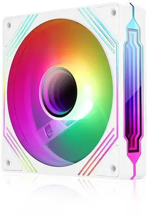 Jungle Leopard Prism 140mm ARGB Case Fan,Infinity Mirror Light Effect Design Cooling Fan, 140mm CPU PWM Fan 1600RPM 74.26CFM 2.13MMH20 HDB Bearing for PC Case&CPU Cooler(White)