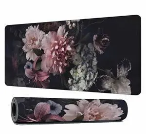 Y YIHANGBEST Baroque Style Vintage Floral Gaming Mouse Pad Peonies,Tulips,Lily,Hydrangea Multi Flowers Large Mousepad Desk Keyboard Mat for PC,Home,Office 35.4"X15.7"
