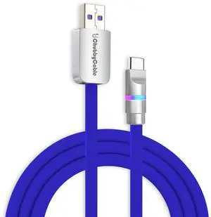 chubbycable Neon Chubby - Fast Charge Cable with Smart Light RGB Color Gradual Light Up 100W Charging Cord LED USB C Cable Compatible with iPhone 17-15 Series, Dark Blue, USB-A to Type-C, 0.32 FT