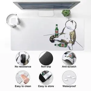 YUNZII Keynovo Gaming Mouse Pad, Large Mouse Pad, Non-Slip 4mm Laptop Gaming Desk Pad,Waterproof Desk Pad for Gaming, Office and Home (Drunk Cat, 35.4"x15.7")