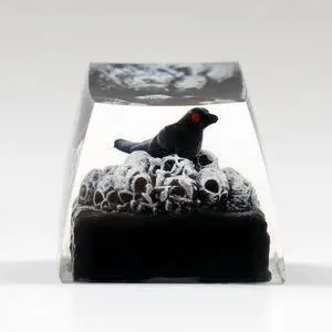 ULTRAEQUIP Artisan Keycap Crow & Skull Keycap Resin 1U SA Profile Keycap Handmade for MX Switch Mechanical Keyboards