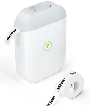 JADENS Label Maker Machine, JD-11 Portable Bluetooth Label Printer with a Tape, Wireless Inkless Handheld Labels Printer with Multiple Templates for Organizing for Home, Office, Business (Grey-White)