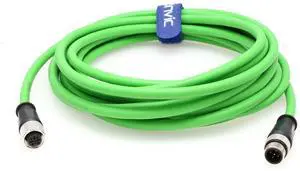 Eonvic Industrial M12 A Code 5 Pin Male to Female Aviation Sensor Connector Electrical PVC Green Cable 5M