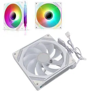 140mm ARGB PWM Chassis Fan, Addressable RGB Cooling Fan 5V 3PIN Connector, 650-1850RPM Speed, PWM Fan for CPU Cooler for Radiator PC Chassis, Quiet & Stable Cooling (Reverse White)
