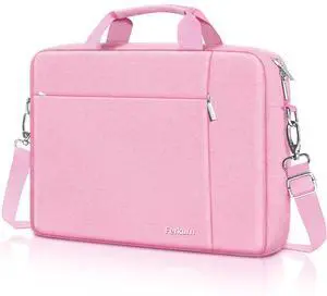 Ferkurn Laptop Bag Case for Women Men Computer Bag Compatible with HP Envy Pavilion Omen/LG Gram/MSI/Dell Inspiron XPS/Lenovo/Acer, Shoulder Strap Carrying Messenger Briefcase, Pink, 17 17.3 Inch