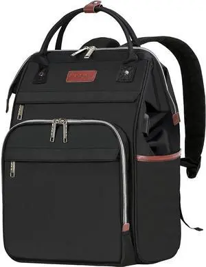 EMPSIGN 15.6 Inch Laptop Backpack for Women, Computer Travel Business Work Bag, Water Repellent College Casual Daypack with USB Port, Black