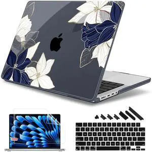 May Chen Case for M4 MacBook Pro 14 inch A3112 A3401 Max A3185, M3 A2918 A2992, M2 A2779 M1 A2442, 2024 2023 2022 2021 Release, Plastic Hard Shell Case with Keyboard Cover, Elegant Flower