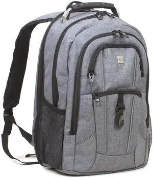 Dejuno Men's Commuter Backpack Checkpoint-Friendly Laptop Pocket, Heather Grey, 15.6-Inch