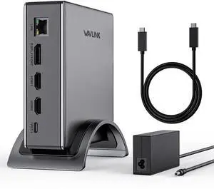 Laptop Docking Station,WAVLINK PD3.1 Docking Station 3 Monitors with 8K@30Hz/4K@144Hz,2*HDMI + DP,140W PD Charge,USB-C 10Gb,USB-A 5Gb,Gigabit Ethernet,Audio/Mic for HP, Dell,Windows System Computer