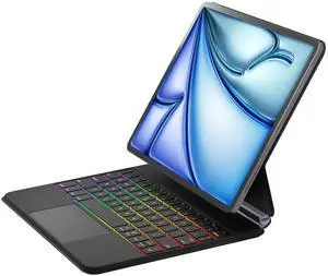 NOKBABO for iPad Air 11 inch case with Keyboard 2024 (M2), Magic-Stand, 7-Color Backlit, Magic Keyboard for iPad Pro 11 (4th/3rd/2nd/1st) & iPad Air 10.9 inch 6th/5th/4th - Black