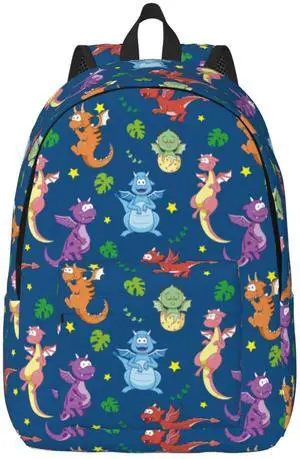 Zminciu Cute Dinosaur Backpack Laptop Bag Durable Canvas Capacity Large Cute Backpacks Travel Bag - Medium