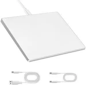 Wired Trackpad for Win/Mac, High Precision Wired Touchpad with Multi-Gesture, Premium Glass Surface, Dual Cables(USB A to C & USB C to C) for Windows 10/11 Computer and iMac, MacBook Air/Pro, White