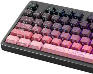 133 PBT Keycaps, Modern & Versatile Keycaps for Mechanical Keyboard, for Everyday Users - RGB Backlit, Ergonomic, No Tear & Never Fades, Black-to-Pink(Doubleshot, MX, 100%,75%,65%,60% Fit All, Cherry)
