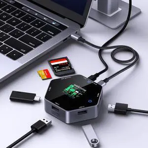 8-in-1 USB C Hub Docking Station, Type-C Adapter with 4K@60Hz HDMI, 2 USB 3.0, TF/SD Reader, 100W Power Delivery Compatible with MacBook,iPhone15 16 Surface, iPad, Steam Deck or Other Type C Devices