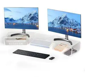 LEKETREE Acrylic Monitor Stand Riser, Clear Acrylic Laptop Stand for Desk, Computer Accessories for Home Office, Desk Organizer Shelf for Laptop, PC, Multi Media and more