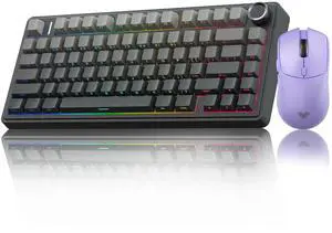 AULA Wireless Keyboard and Mouse Combo, F75 Pro Mechanical Keyboards,75% Gasket Hot Swappable Custom Keyboard+SC580X Wireless Gaming Mouse Light Purple