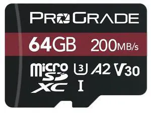 ProGrade Digital microSD Memory Card - V30 microSD Card for DSLR and Action Cameras - High Speed Transfer of Files & Large Storage - Up to 200MB/s Read Speed (64GB)