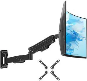 ErgoFocus Monitor Wall Mount for Max 43", Premium Single Wall Monitor Mount Holds up to 33.1lbs Ultrawide Computer Screen, Height Adjustable Full Motion Gas Spring Vesa Wall Mount, Max 200x200mm