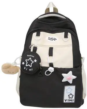 MININAI Coquette College Backpack Y2K Kawaii Preppy Large Laptop Bookbag Casual Aesthetic Fashion Travel Daypack for Women (Black)