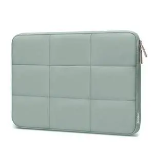 MOSISO 15-15.6 inch Laptop Case, 16 inch Puffy Laptop Sleeve Compatible with MacBook Pro 16 M4 M3 M2 M1, HP, Dell, ASUS, Lenovo Notebook, Rectangle Quilted Puffer Computer Bag for Women, Antique Green