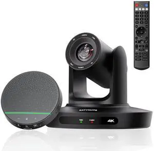 KATOVJJTS All-in-One Conference Room PTZ Camera 4K UHD System, Video Conference Camera with 10X Optical Zoom and Bluetooth Speakerphone&Microphones, Easy Setup for Church and Meeting