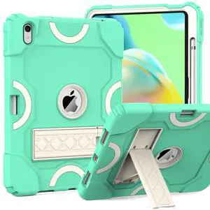 Grifobes for iPad 11-inch (A16) 2025 / 10th Generation Case 10.9 inch 2022, iPad 11th / 10th Case with Pencil Holder Heavy Duty Rugged Protective Cover with Kickstand for Girls Kids (Green)