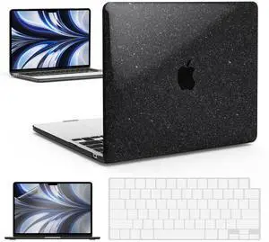 IBENZER Compatible with 2025 2024 2023 2022 MacBook Air 13 inch Case M4 A3240 M3 A3113 M2 A2681, Hardshell Case & KeyboardCover & ScreenFilm for Mac Air 13.6, Star Black, KK-S-BK+2