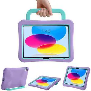 LeiJue Kids Case for iPad (A16) 11th/10th Gen 10.9'' 2025/2022, Light Weight Heavy Duty/Shockproof/Drop Proof with Handle,Child Friendly case for iPad 11/10th (Purple)