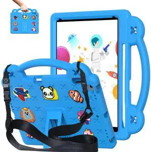 AKABEILA Compatible with ONN 10.1(4nd Tablet Case,Gen) 2024/Teclast M50 HD 10.1/Teclast M50 pro 10.1(2023)/Blackview Tab 80 10.1(2023) Tablet Case, Shockproof Case with Shoulder Strap Sky Blue