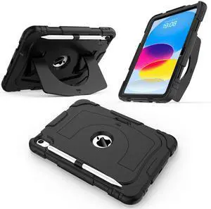 CCMAO Kids Case for New iPad (A16) 11 Inch 2025, iPad 10th Gen 10.9 Inch 2022, with Portable Handle Kickstand and Pencil Holder, Heavy Duty Shockproof Rugged Protective Case for iPad 11/10 Gen, Black
