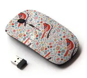 KawaiiMouse [ Optical 2.4G Wireless Mouse ] Detailed Pattern Branch Red Girly Pretty