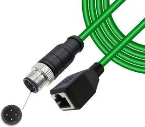 Solnique M12 to RJ45 Industrial Ethernet Cable  M12 4-Pin D-Code Male to RJ45 Female Shielded Cable Assembly for Automation Systems & Industrial Networking