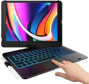 typecase Touch for iPad 9th Generation Case with Keyboard (10.2", 2021),Multi-touch Trackpad,10 Color Backlight, 360° Rotatable, Thin & Light for 8th Gen (2020),7th Gen (2019), Air 3,Pro 10.5 (Black).