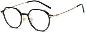 Cyxus Titanium Round Blue Light Blocking Glasses Men Women Computer Gaming Glasses UV400 glasses 8254 Black