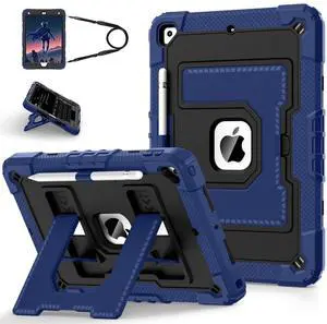 WESOROL CASE for iPad 9th/ 8th/ 7th Generation Case 10.2 Inch Kids Friendly iPad Case 9th Generation with Pencil Holder,Heavy Duty Shockproof Cover for i Pad 10.2 Cases 2021/2020/ 2019,Navy Black