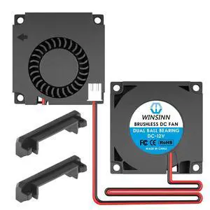 WINSINN 40mm Blower Fan 12V, 3D Printer Micro 12 Volt Fans Blower 4010 Dual Ball Bearing, with Air Guide Parts, 40mmx10mm 2PIN (Pack of 2Pcs)
