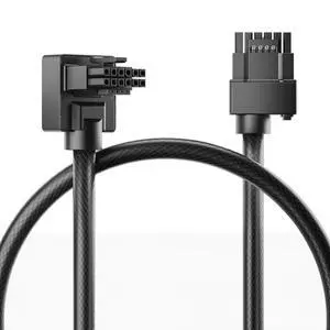 Hydra-16PIN 12VHPWR Modular Cable, 90 Degree Adapter, 12+4-Pin (16-Pin) 12HVPWR to 12HVPWR, Male to Male for All RTX 40 and 50 Series 4080 4090 5080 (NOT 5090) PC GPU Power Cord (B Type, Black)