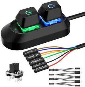 PC Power Button, Desktop Switch Splitter ON Off Reset SW HDD LED PC External Power Supply Button for Computer Motherboard