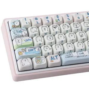 Hyekit PBT Keycaps MOA Profile MOGUMOGU Joke Bear Cute Keycaps 147 Keys Dye-Sublimation Japanese Cartoon Kawaii Keycap Set for Cherry MX Magnetic Switches Mechanical Keyboard
