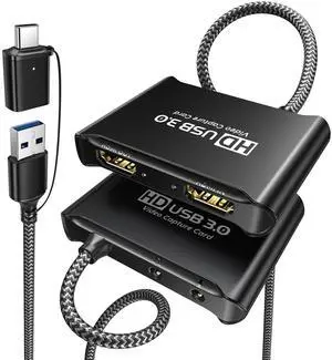 ByteWave USB 3.0 HDMI Capture Card, [Metalshell, 4K Loop Out, No Latency] Full HD 1080P60 HDMI to USB C Audio Video Game Capture Device for Streaming, Cam Link Compatible with Switch2/PS5/Xbox/PC/OBS